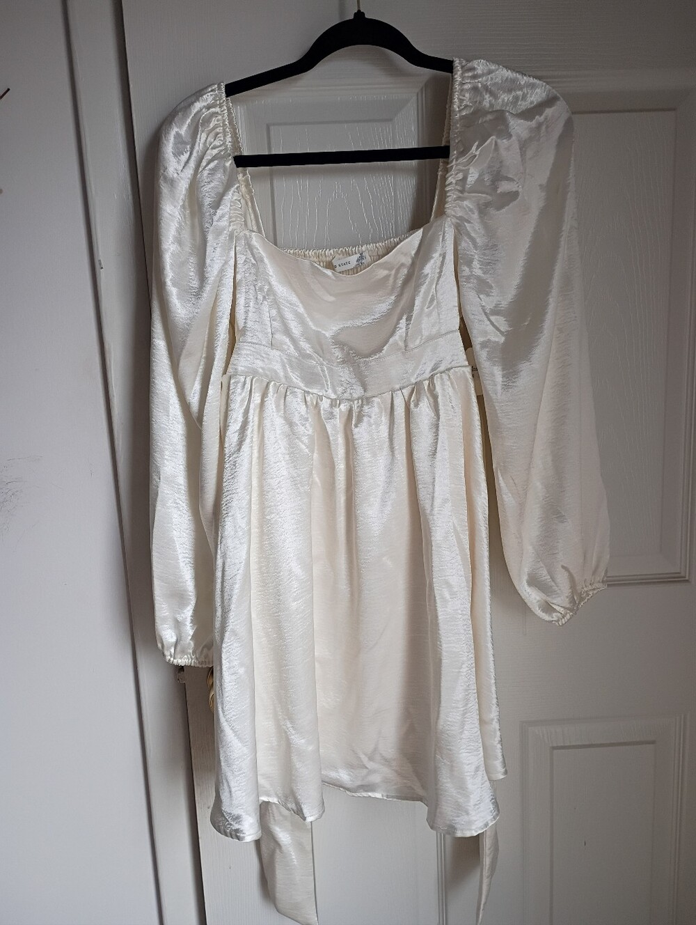 Altar'd State Aaliyah Satin White Mini Dress